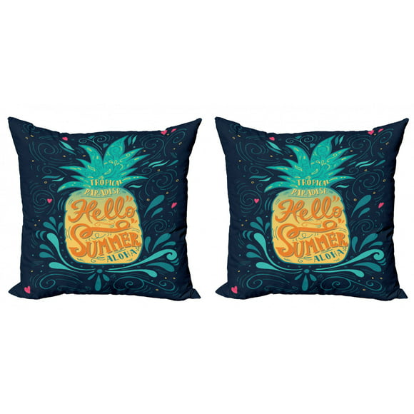 Multicolor 18x18 Summer Colors Co Pink or Coral and White Tropical Summer Pineapple Beach Throw Pillow 